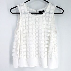 Kaari Blue Crochet Sleeveless Blouse